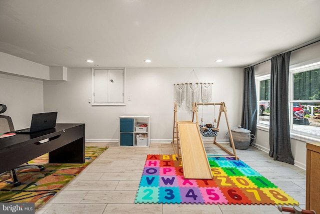 177 Bortondale Rd, Media, PA 19063 - playroom with light wood-style flooring, recessed lighting, and a desk