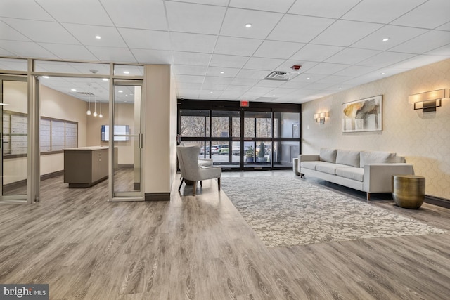 801 Yale Ave Unit 1016, Swarthmore, PA 19081 - lobby featuring a wall of windows, a drop ceiling, and recessed lighting