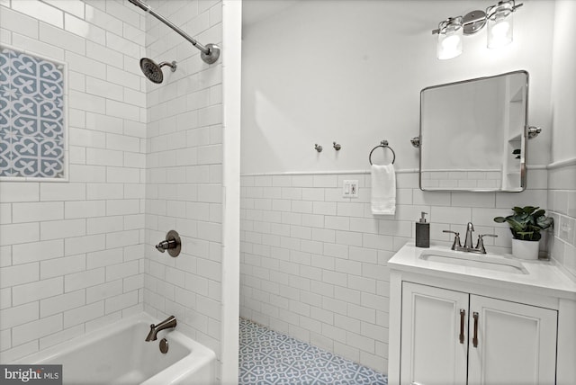 1425 Webster St NW, Washington, DC 20011 - full bathroom featuring vanity, washtub / shower combination, and tile walls