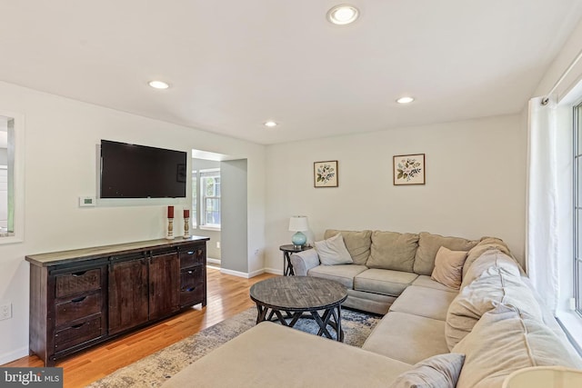 8535 Dark Hawk Cir, Columbia, MD 21045 - living room featuring light wood-style flooring and recessed lighting