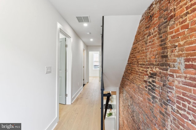 2165 E Gordon St, Philadelphia, PA 19125 - hall featuring light wood-style floors, recessed lighting, and brick wall
