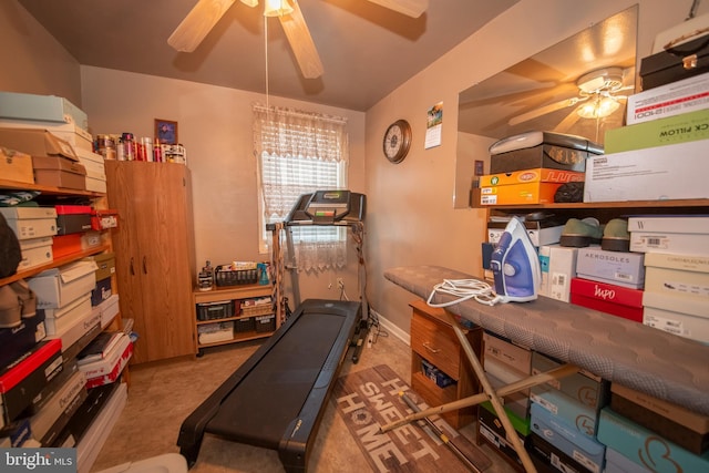 5563 Cedonia Ave, Baltimore, MD 21206 - workout area featuring ceiling fan