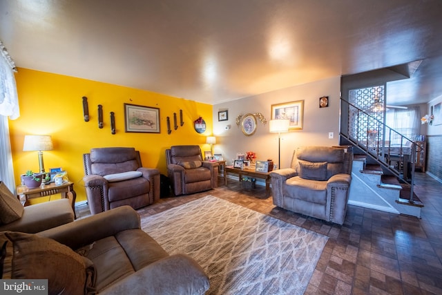 5563 Cedonia Ave, Baltimore, MD 21206 - living room featuring stairs