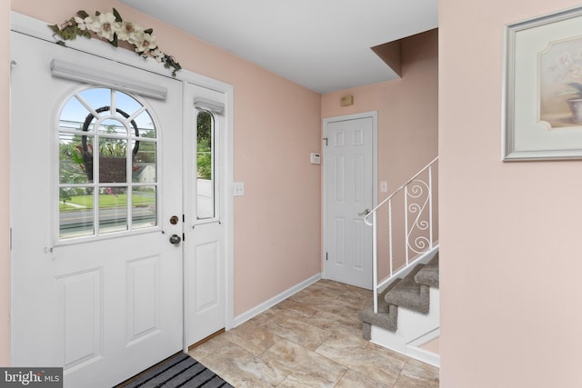 2028 S Olden Ave, Hamilton, NJ 08610 - foyer entrance with stairway and baseboards