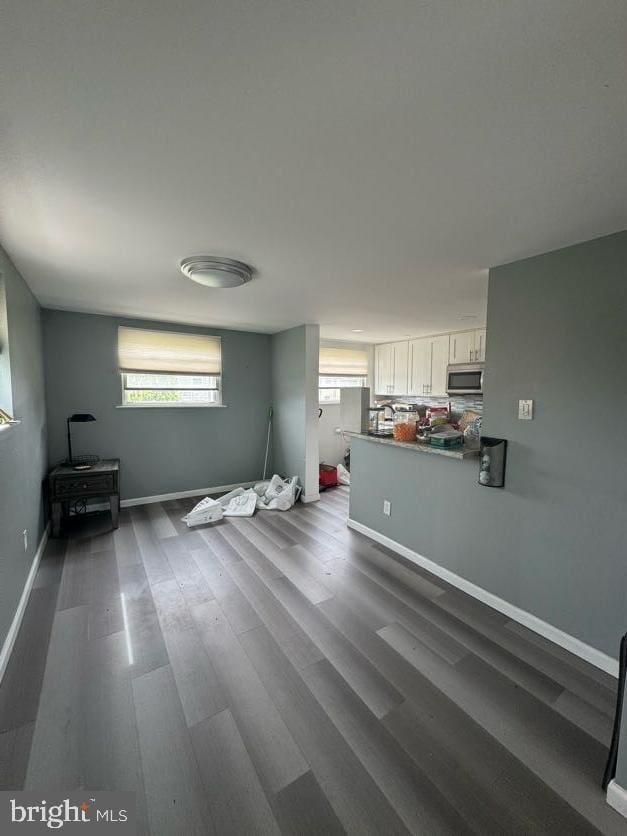 3430 Eden St, Philadelphia, PA 19114 - living area featuring baseboards and dark wood finished floors