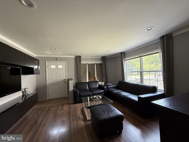 2737 Willits Rd, Philadelphia, PA 19114 - living area with wood finished floors, recessed lighting, and ornamental molding