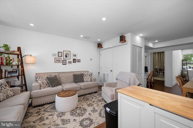 211 Webster St NE, Washington, DC 20011 - living room featuring recessed lighting and dark wood finished floors