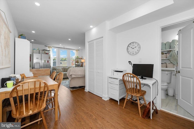 211 Webster St NE, Washington, DC 20011 - dining area featuring wood finished floors, a desk, and recessed lighting