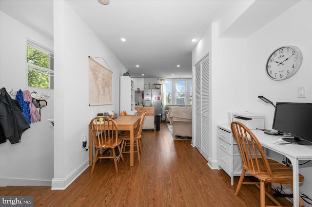 211 Webster St NE, Washington, DC 20011 - dining space featuring wood finished floors, a desk, and recessed lighting