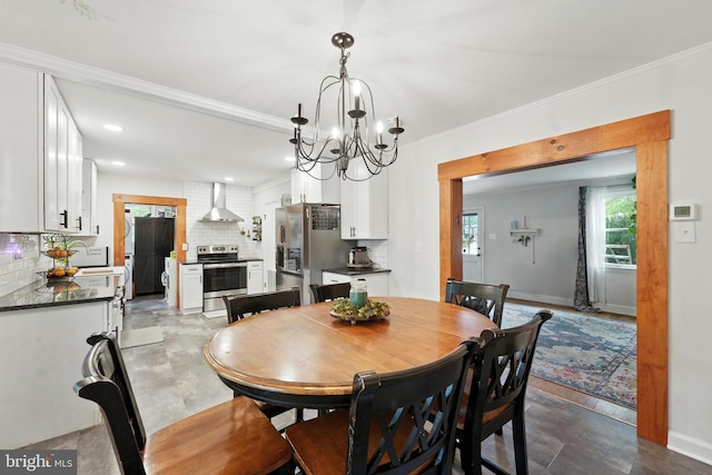 1900 Philadelphia Pike, Claymont, DE 19703 - dining area with a chandelier, ornamental molding, and recessed lighting