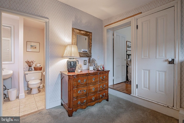 407 N 8th St, Allentown, PA 18102 - hall featuring wallpapered walls and carpet flooring