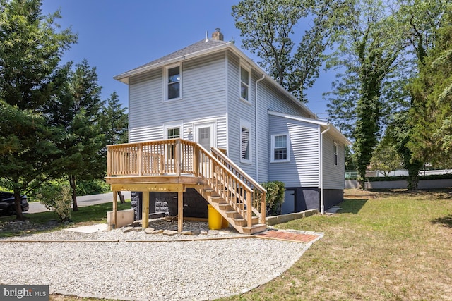 199 Erial, Pine Hill, NJ 08021 - back of house featuring a yard, a deck, stairs, and a chimney