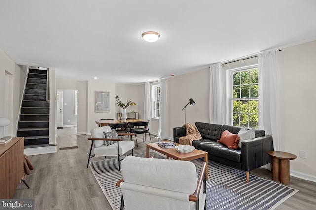 199 Erial, Pine Hill, NJ 08021 - living room with stairs and light wood-style floors