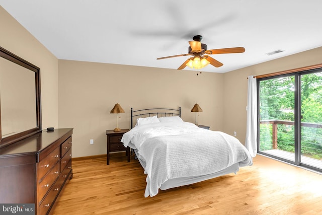 210 Providence Rd, Annapolis, MD 21409 - bedroom featuring access to outside, light wood-type flooring, and ceiling fan