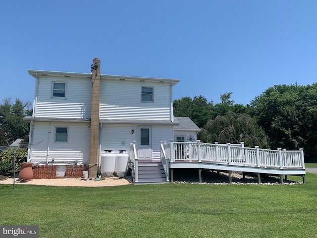 21055 Bayside Ave, Rock Hall, MD 21661 - rear view of property with a wooden deck and a yard