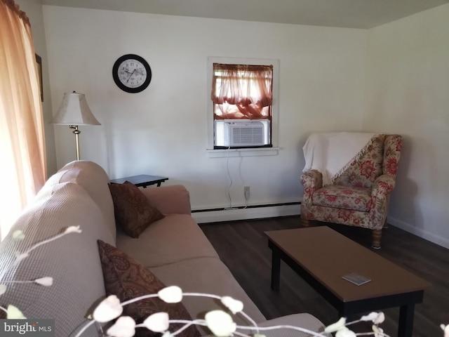 732 Blasser St, Millersburg, PA 17061 - living area featuring a baseboard heating unit, cooling unit, and wood finished floors