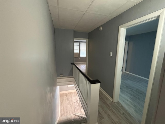 4066 Creston St, Philadelphia, PA 19135 - staircase with wood finished floors and a drop ceiling