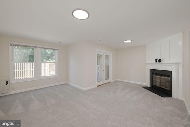 6110 Joust Ln, Alexandria, VA 22315 - unfurnished living room with light carpet and a fireplace