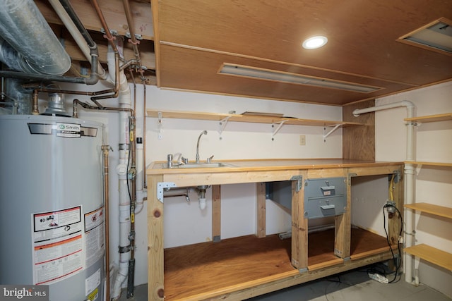 6110 Joust Ln, Alexandria, VA 22315 - below grade area with gas water heater and recessed lighting
