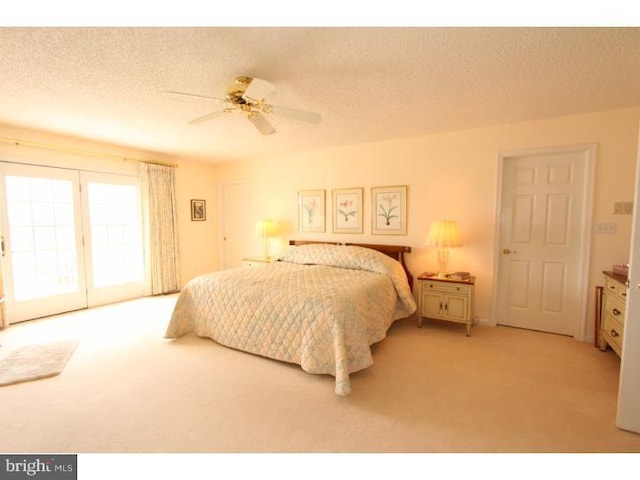 540 Hain Rd, Sinking Spring, PA 19608 - bedroom featuring access to outside, light carpet, a textured ceiling, and ceiling fan