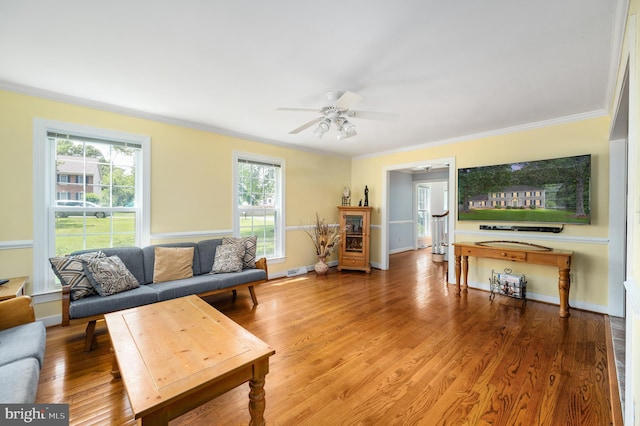 15 Tally Ho Dr, Fredericksburg, VA 22405 - living area with crown molding, ceiling fan, and wood finished floors
