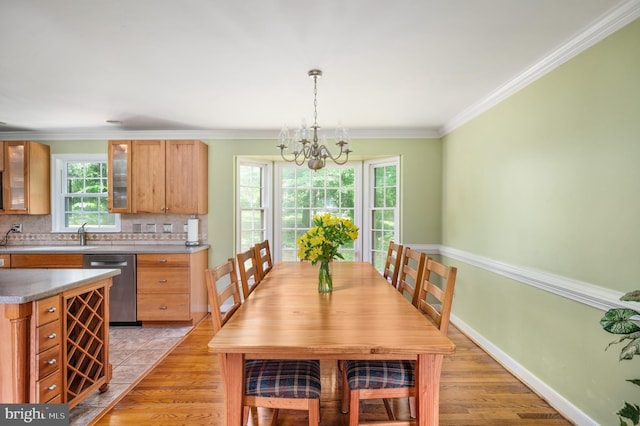 15 Tally Ho Dr, Fredericksburg, VA 22405 - dining space featuring a chandelier, light wood-style floors, and ornamental molding