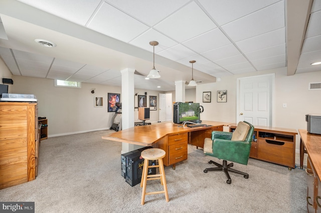 15 Tally Ho Dr, Fredericksburg, VA 22405 - office area with a paneled ceiling and light colored carpet