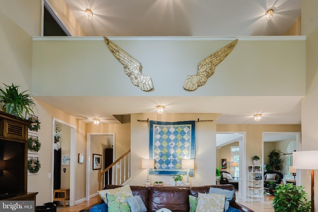 56 Willow Grove Mill Dr, Middletown, DE 19709 - living room with stairs and a high ceiling