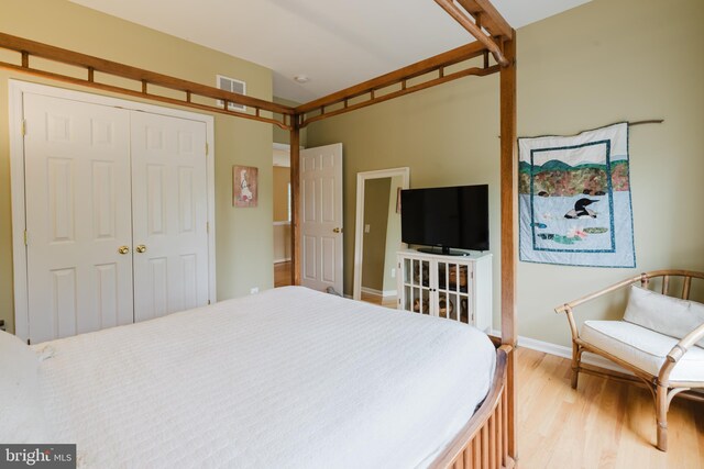56 Willow Grove Mill Dr, Middletown, DE 19709 - bedroom with light wood-type flooring, vaulted ceiling, and a closet