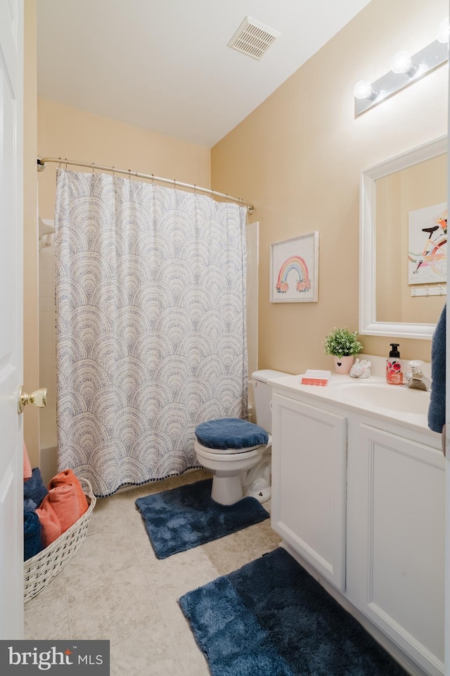 56 Willow Grove Mill Dr, Middletown, DE 19709 - full bathroom featuring vanity, tile patterned floors, and a shower with shower curtain