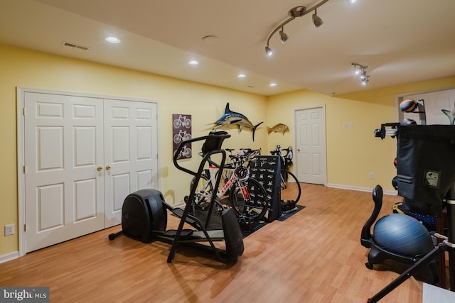 56 Willow Grove Mill Dr, Middletown, DE 19709 - workout room featuring wood finished floors, recessed lighting, and track lighting