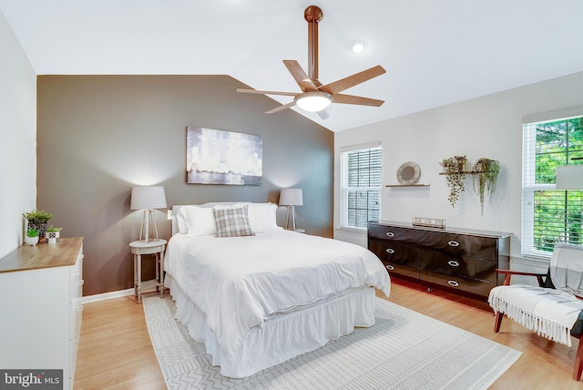 21 Viburnum Ct, Lafayette Hill, PA 19444 - bedroom with light wood-style flooring, lofted ceiling, and ceiling fan
