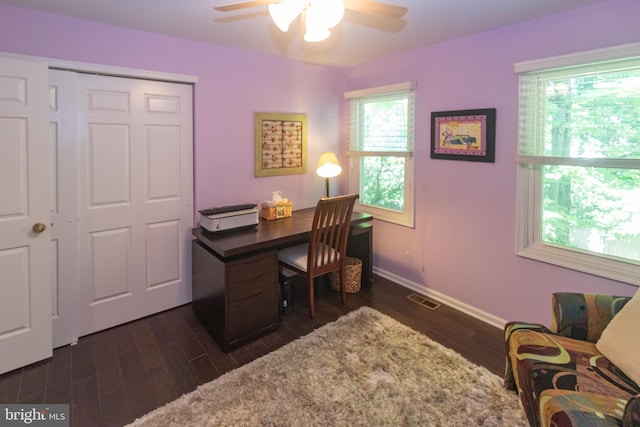 615 Society Hill Blvd, Cherry Hill, NJ 08003 - office space featuring ceiling fan and dark wood-style floors