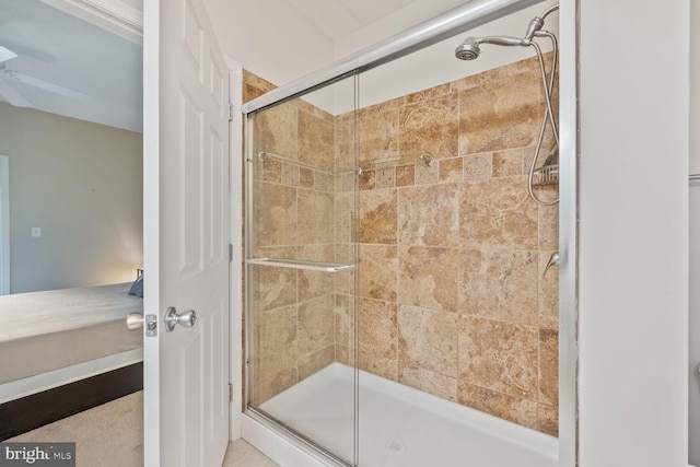 7 Booth St Unit 202, Gaithersburg, MD 20878 - bathroom featuring a stall shower and ceiling fan