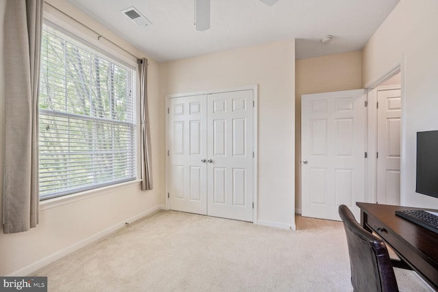 7 Booth St Unit 202, Gaithersburg, MD 20878 - office area with light colored carpet, a ceiling fan, and healthy amount of natural light