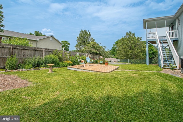 75 Westminster Dr, Front Royal, VA 22630 - fenced backyard with a deck and stairway