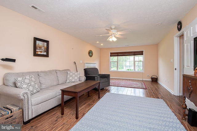 75 Westminster Dr, Front Royal, VA 22630 - living area featuring a ceiling fan, wood finished floors, and a textured ceiling
