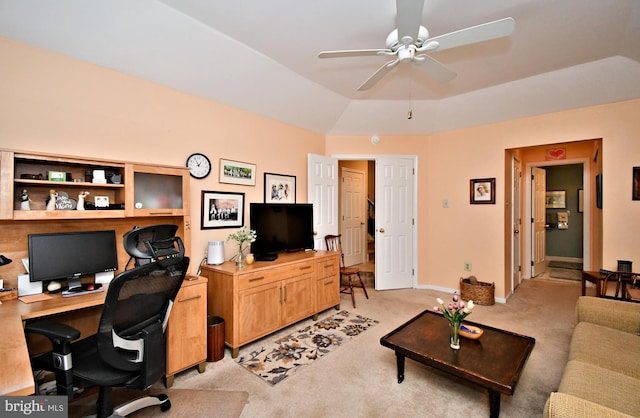 1015 Greenes Way Cir, Collegeville, PA 19426 - office with ceiling fan, light carpet, and a raised ceiling