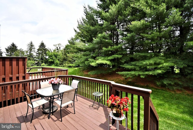 1015 Greenes Way Cir, Collegeville, PA 19426 - wooden terrace featuring outdoor dining area and a lawn