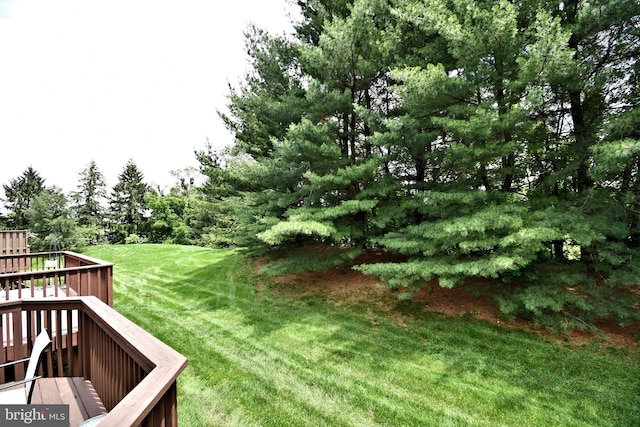 1015 Greenes Way Cir, Collegeville, PA 19426 - view of green lawn with a deck and view of wooded area