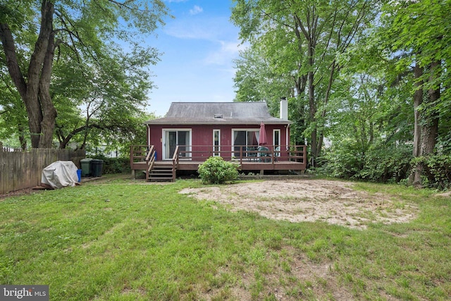 515 N Walnut Ave, Magnolia, NJ 08049 - rear view of house featuring a deck and a chimney