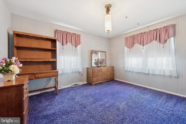 301 W Marshall St, West Chester, PA 19380 - carpeted bedroom with wallpapered walls and baseboards