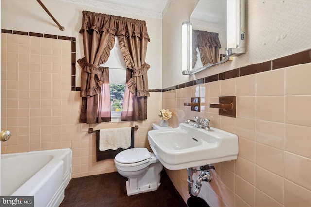 301 W Marshall St, West Chester, PA 19380 - full bathroom featuring a bathtub, tile walls, and a shower
