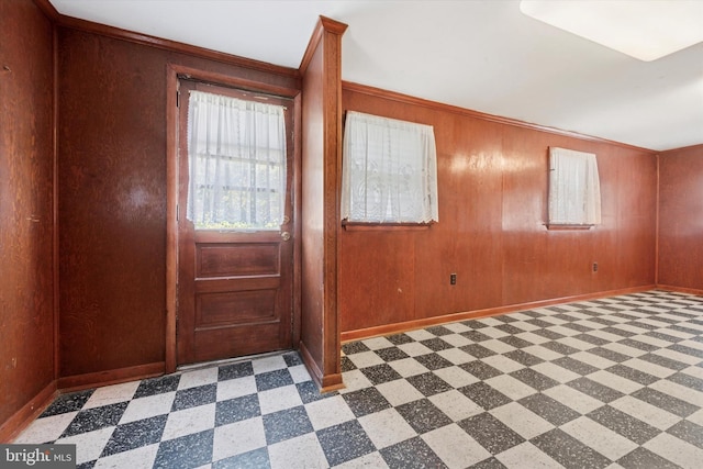 301 W Marshall St, West Chester, PA 19380 - foyer featuring tile patterned floors and wooden walls
