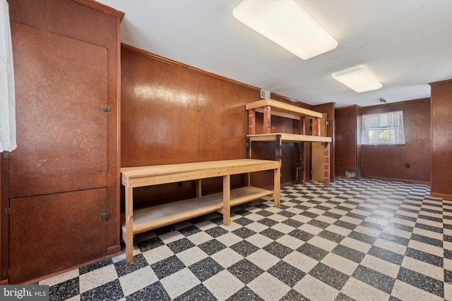 301 W Marshall St, West Chester, PA 19380 - interior space with tile patterned floors and wooden walls