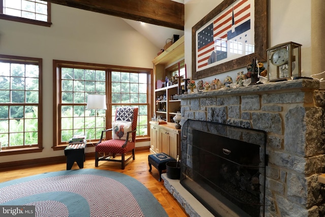 320 Hartswick Ave, State College, PA 16803 - sitting room featuring a fireplace and light wood finished floors