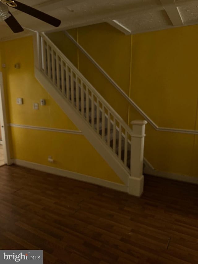 221 Buchanan Ave, Hamilton, NJ 08610 - stairs with wood finished floors and ceiling fan