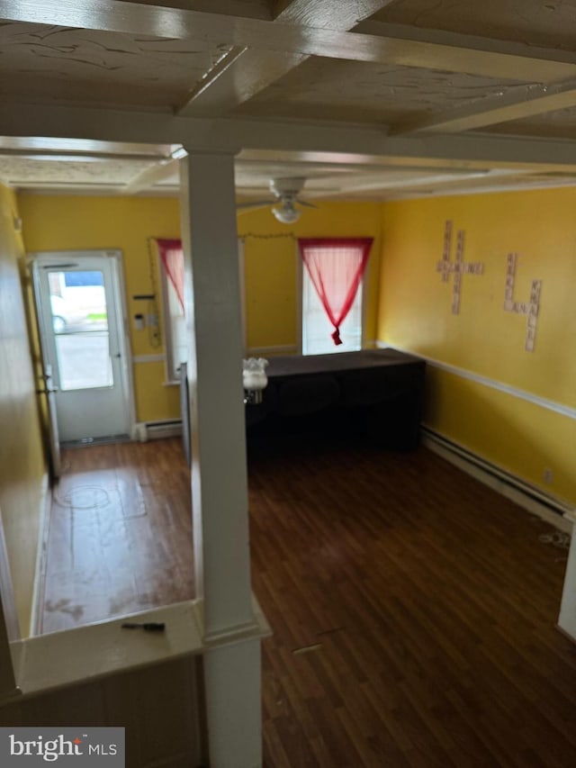 221 Buchanan Ave, Hamilton, NJ 08610 - hall featuring a baseboard heating unit, plenty of natural light, and wood finished floors