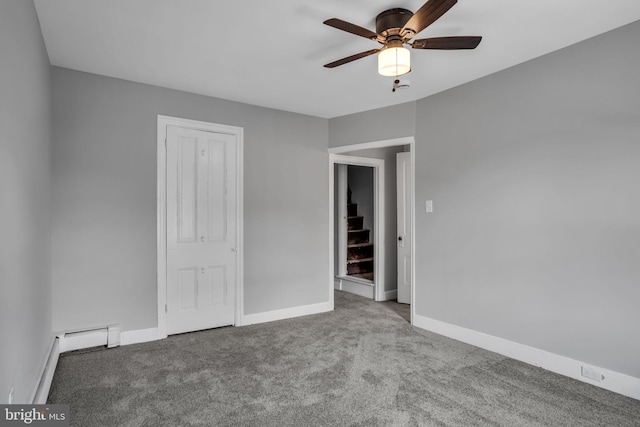 345-347 W Penn St, Carlisle, PA 17013 - unfurnished bedroom featuring carpet floors, a ceiling fan, and a closet