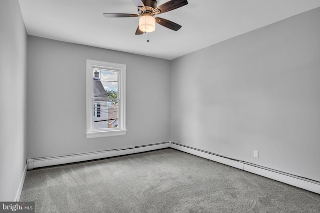 345-347 W Penn St, Carlisle, PA 17013 - spare room featuring carpet floors, ceiling fan, and baseboard heating